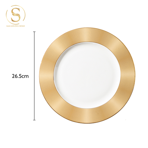  Đĩa Sứ Halcyon Viền Vàng Cỡ Lớn Sang Trọng Cao Cấp 