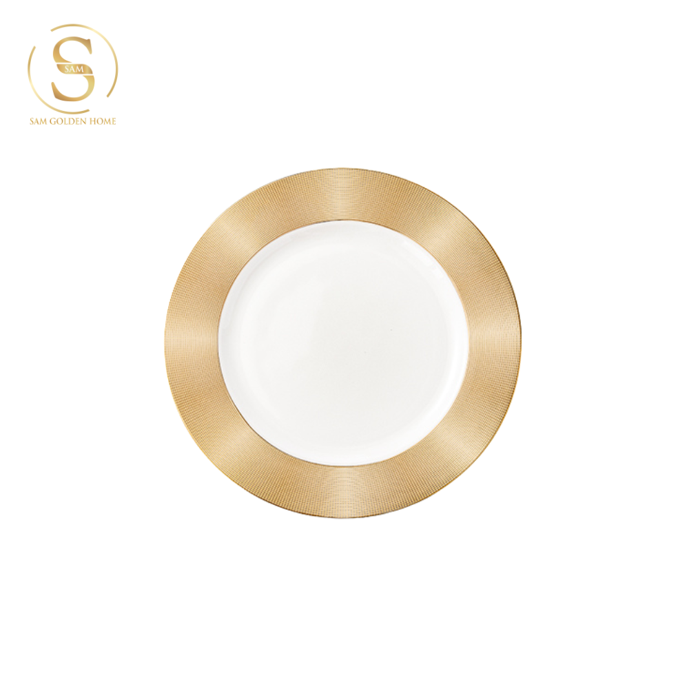 Đĩa Sứ Halcyon Viền Vàng Cỡ Nhỏ Sang Trọng Cao Cấp