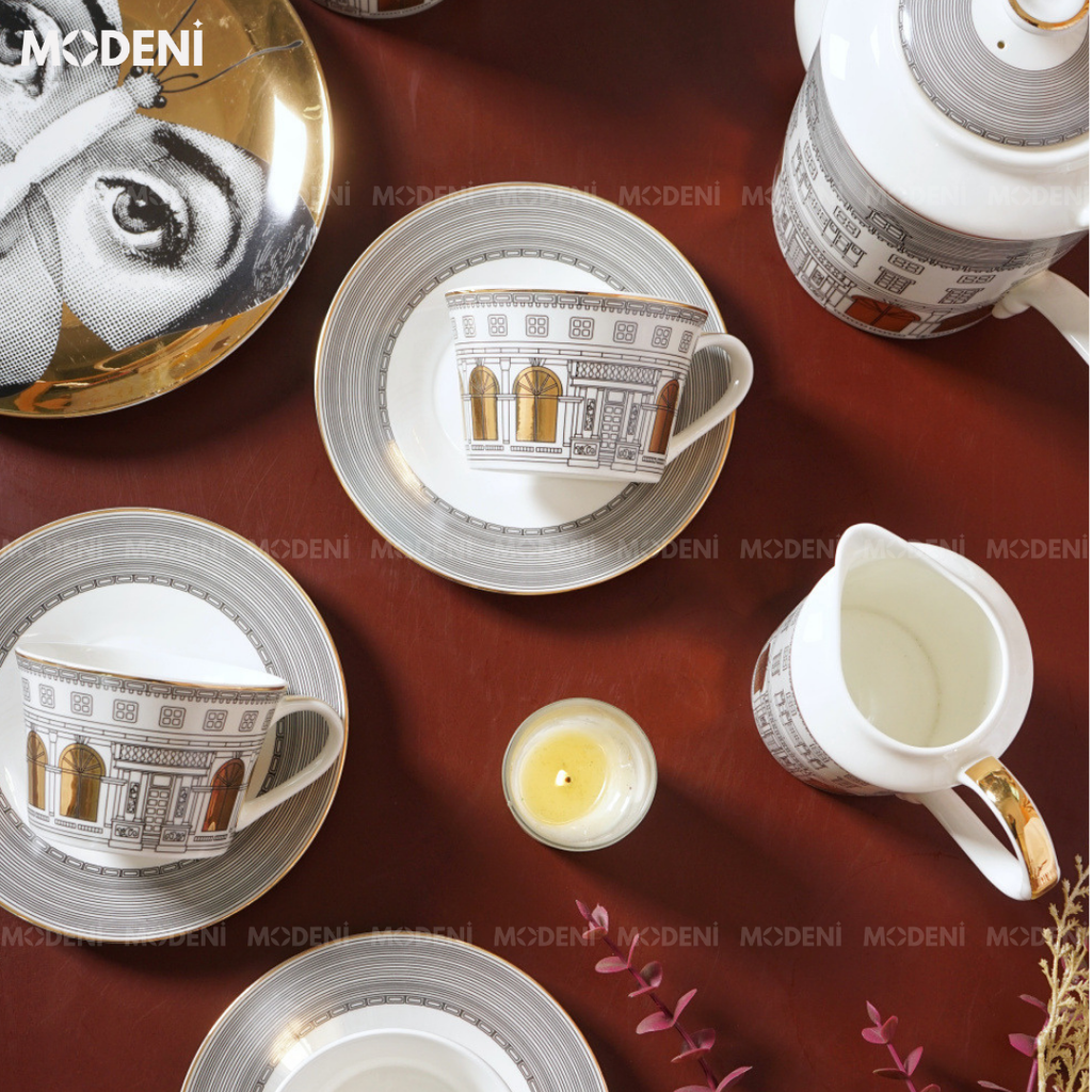 Bộ Bình Trà Họa Tiết Ngôi Nhà Hime Cao Cấp Sang Trọng