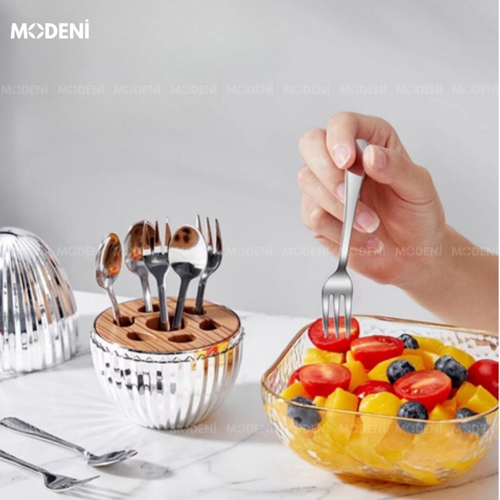 Bộ Đựng Muỗng Nĩa Sienna Silver Sang Trọng Cao Cấp