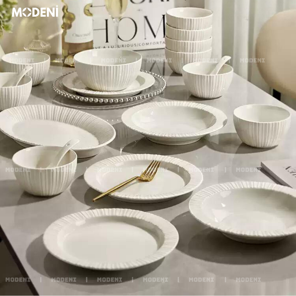 Bộ Chén Đĩa Sứ Tráng men Lumina Cao Cấp Sang Trọng