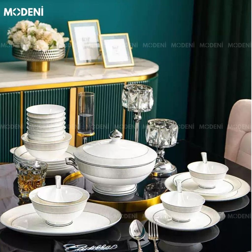 Bộ Tô Chén Đĩa Chén Sứ Xương Rachel Cao Cấp Sang Trọng