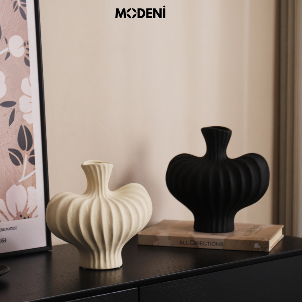 Bình Hoa Sứ Curva Cao Cấp Nghệ Thuật Lượn Sóng 3D | Decor Bàn Console – Kệ Tủ Sang Trọng