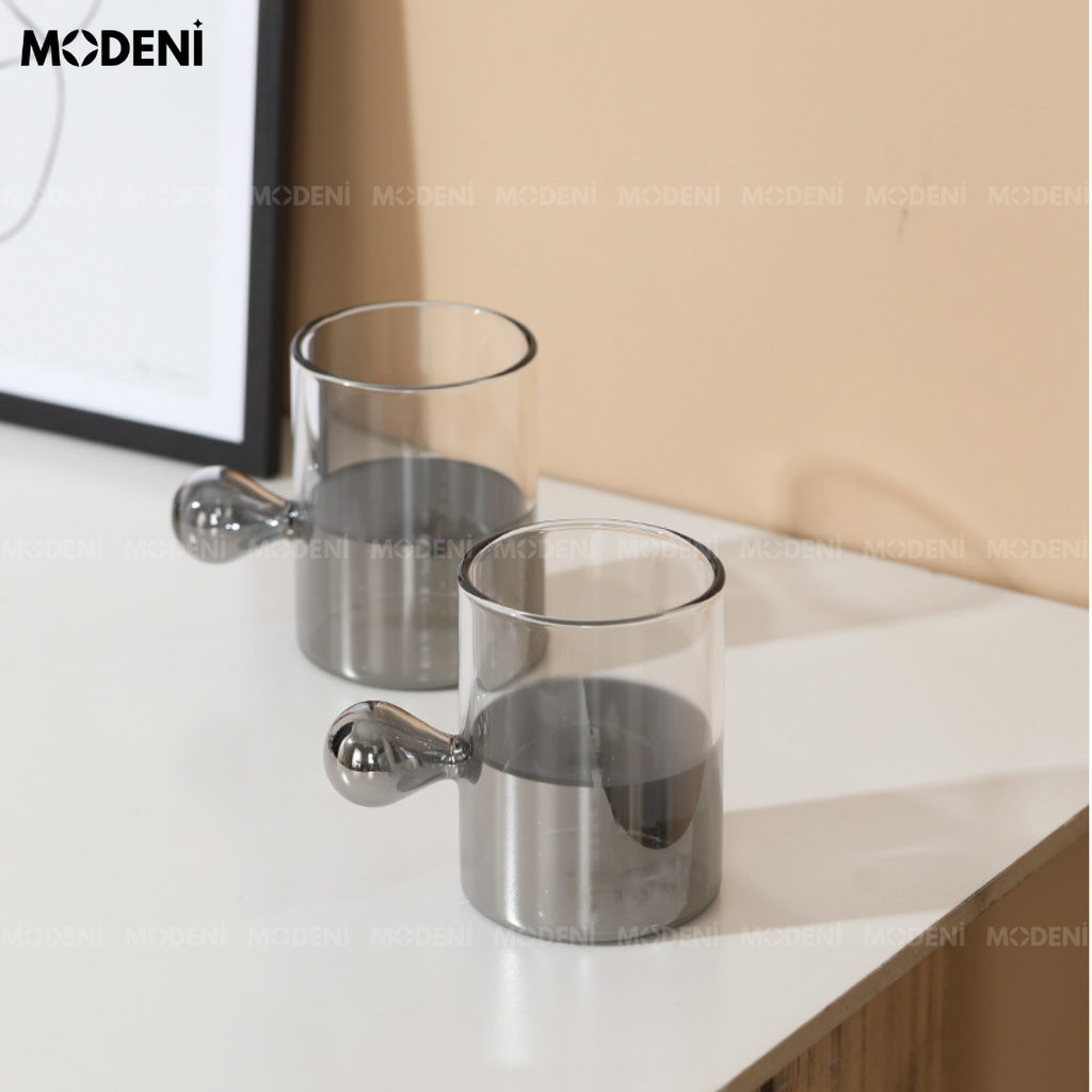 Bộ Bình Ly Thủy Tinh Cao Cấp Silver Nắp Tròn Dune Hiện Đại Sang Trọng