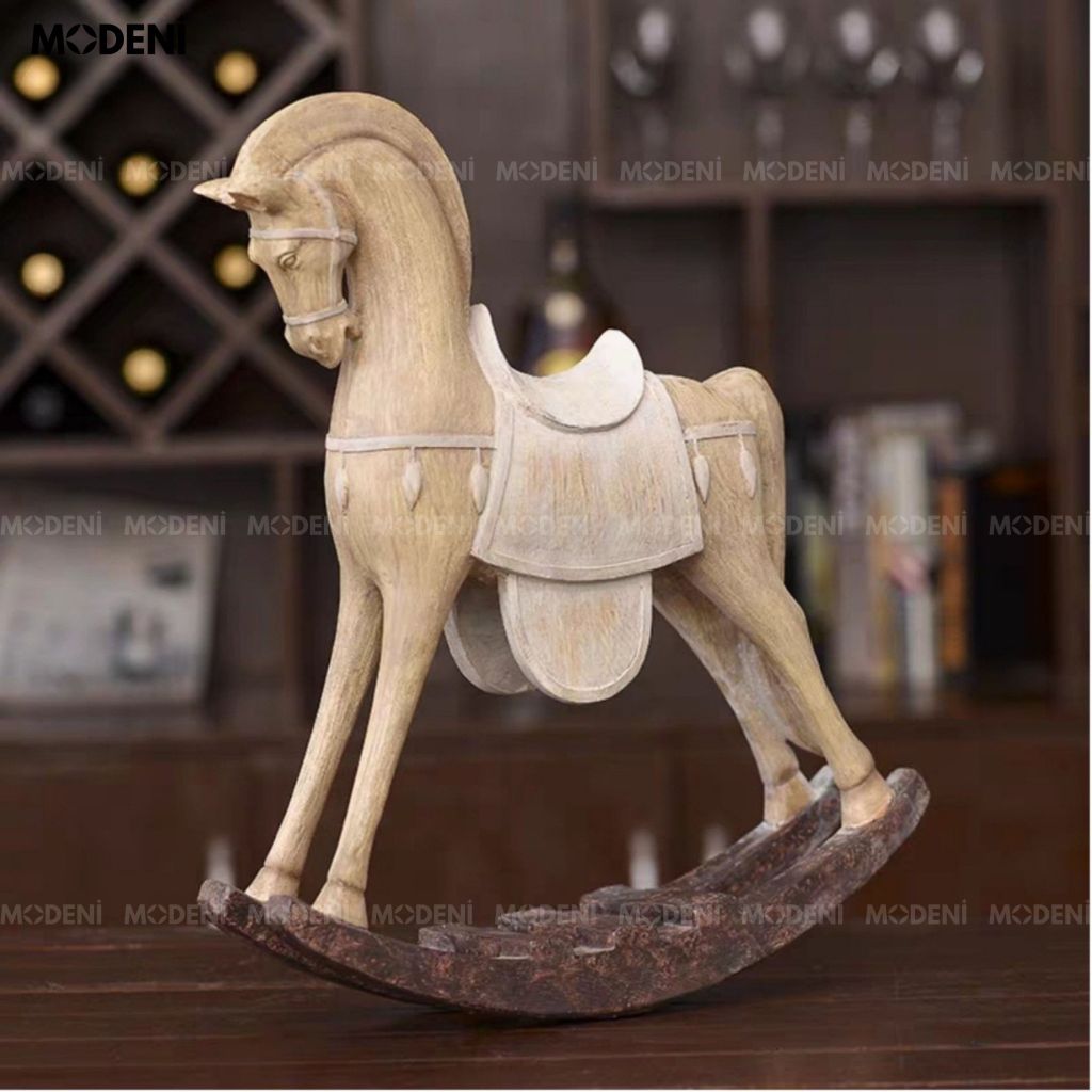 Tượng Ngựa Bập Bênh Liam – Decor Cổ Điển Vintage – Thiết Kế Đậm Chất Nghệ Thuật, Phù Hợp Kệ Tủ, Bàn Console, Quà Tặng Trang Trí Sang Trọng