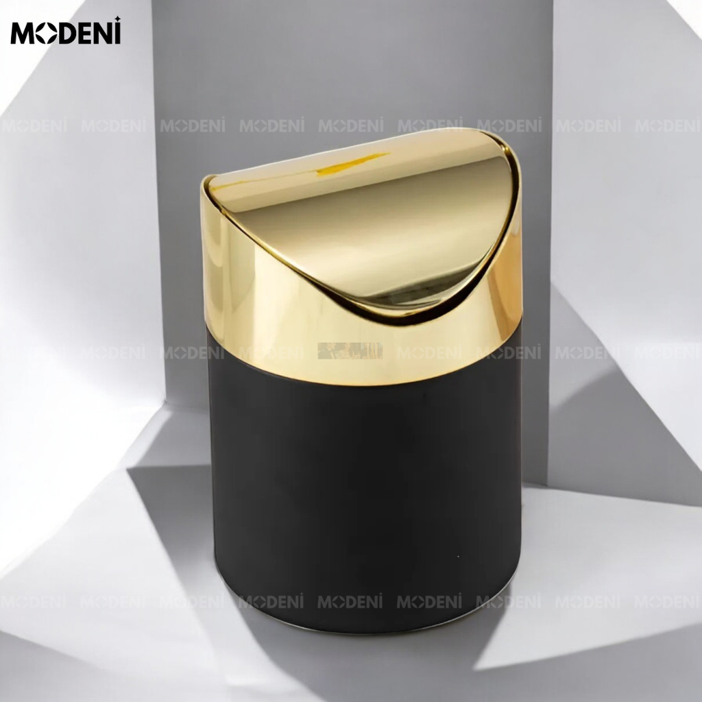 Thùng Rác Mini Để Bàn Faye – Thùng rác mini sang trọng – Nắp lật mạ vàng tiện dụng – Kích thước nhỏ gọn 16.8 x 12 cm phù hợp góc bàn hiện đại