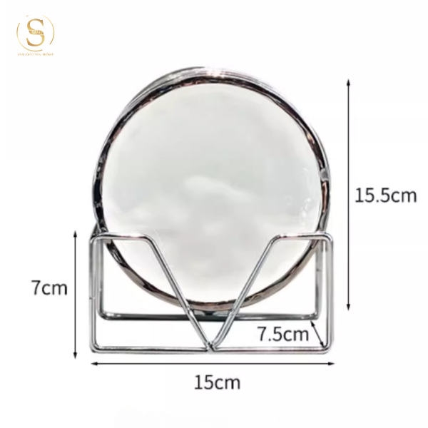 Set 6 Đĩa Eira Trắng Kèm Giá Inox Viền Bạc Phong Cách Bắc Âu