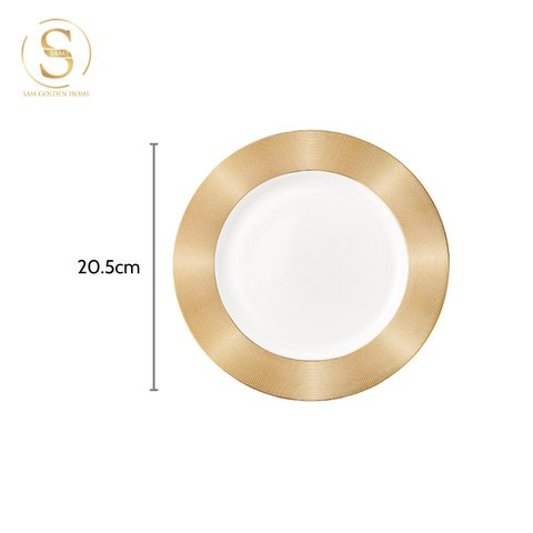  Đĩa Sứ Halcyon Viền Vàng Cỡ Nhỏ Sang Trọng Cao Cấp 