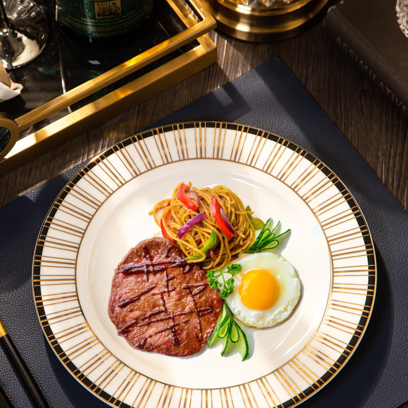 Bộ Tô Chén Đĩa Segesta Gốm Sứ Cao Cấp Viền Vàng Sang Trọng - Bộ 60 Món Làm Quà Tặng Tân Gia Ý Nghĩa