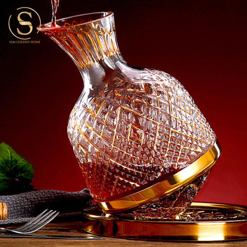  Bộ Bình Rượu Goldman Pha Lê Cao Cấp Quà Tặng Tân Gia Viền Vàng Sang Trọng 