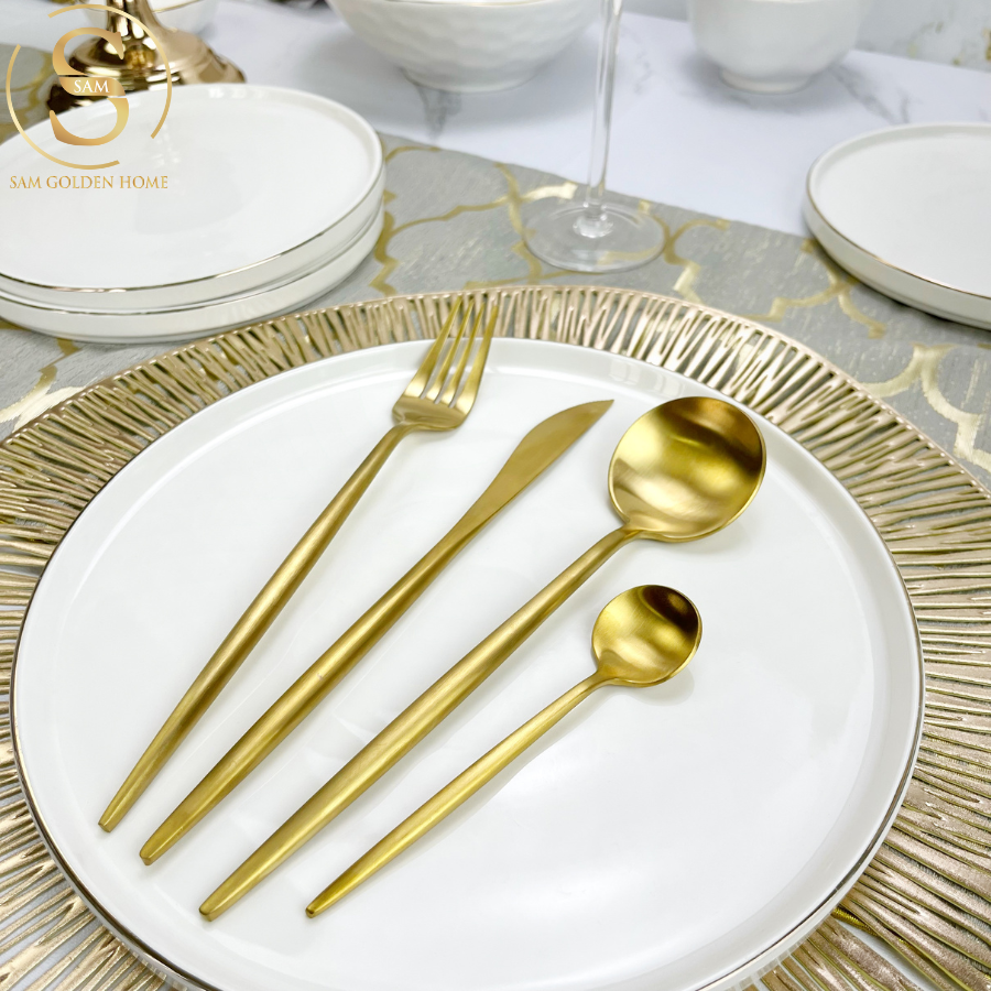 Dao Muỗng Nĩa Arya Gold Cutlery Set Gold Inox 304 Sang Trọng (LẺ)