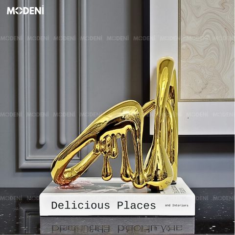 Tượng Glint Gold nghệ thuật trừu tượng – thiết kế đường cong uyển chuyển ánh kim