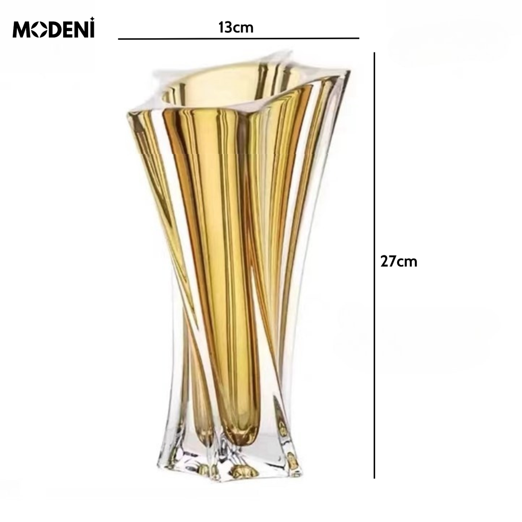 Bình Hoa Pha Lê Solar – Lọ Hoa Pha Lê Cao Cấp Xoắn Nghệ Thuật – Dáng Lạ Sang Trọng – 27 x 13 cm Decor Phòng Khách/Quà Tặng