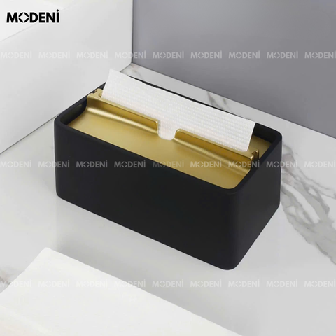  Hộp khăn giấy Noira nhựa ABS  nắp kim loại mạ vàng thiết kế tối giản cho bàn ăn và văn phòng 