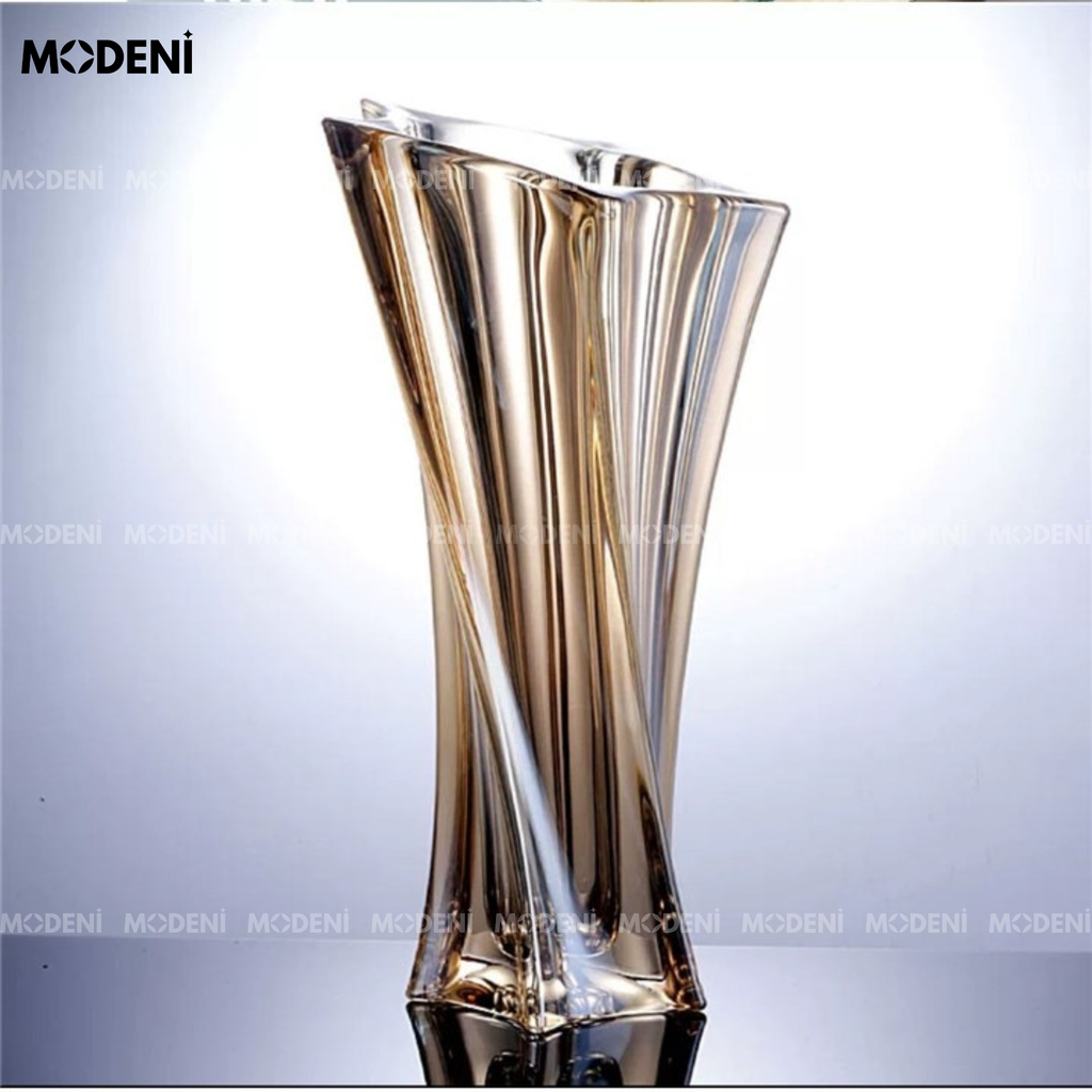 Bình Hoa Pha Lê Solar – Lọ Hoa Pha Lê Cao Cấp Xoắn Nghệ Thuật – Dáng Lạ Sang Trọng – 27 x 13 cm Decor Phòng Khách/Quà Tặng