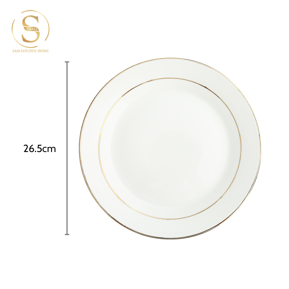 Đĩa Sứ Xương Finch Viền Vàng Cao Cấp Cỡ Lớn Sang Trọng