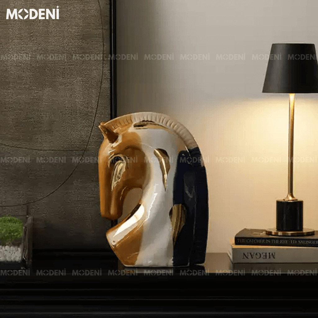 Tượng Ngựa Trang Trí Cloris – Decor Gốm Men Bóng Nghệ Thuật Hiện Đại – Phù Hợp Kệ Tủ, Bàn Console, Không Gian Làm Việc