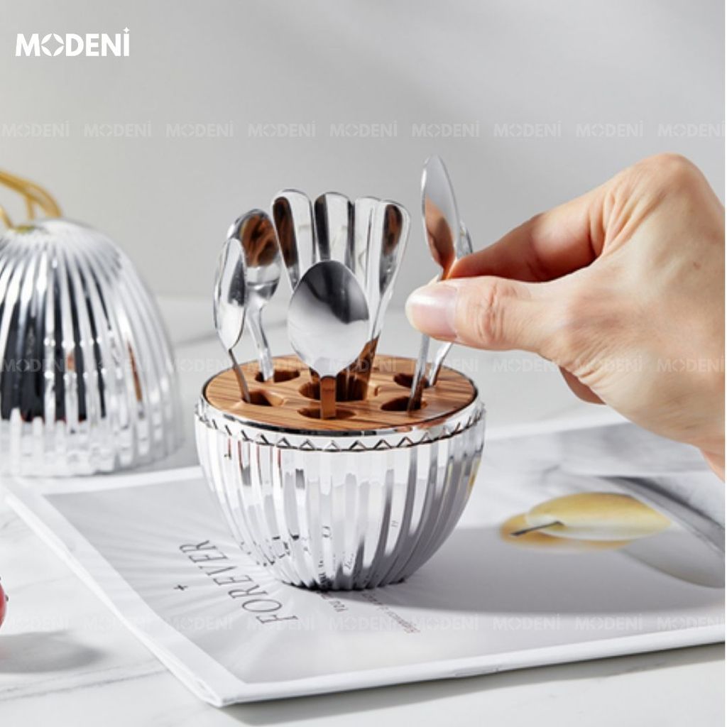 Bộ Đựng Muỗng Nĩa Sienna Silver Sang Trọng Cao Cấp