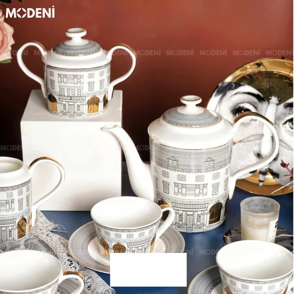 Bộ Bình Trà Họa Tiết Ngôi Nhà Hime Cao Cấp Sang Trọng