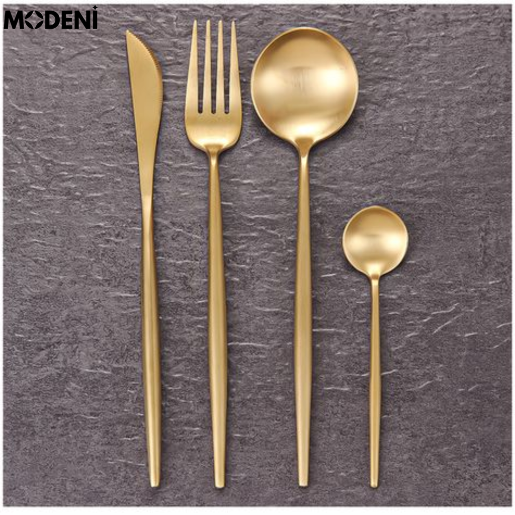 Bộ Dao Muỗng Nĩa Arya Gold Cutlery Set Gold Inox 304 Sang Trọng