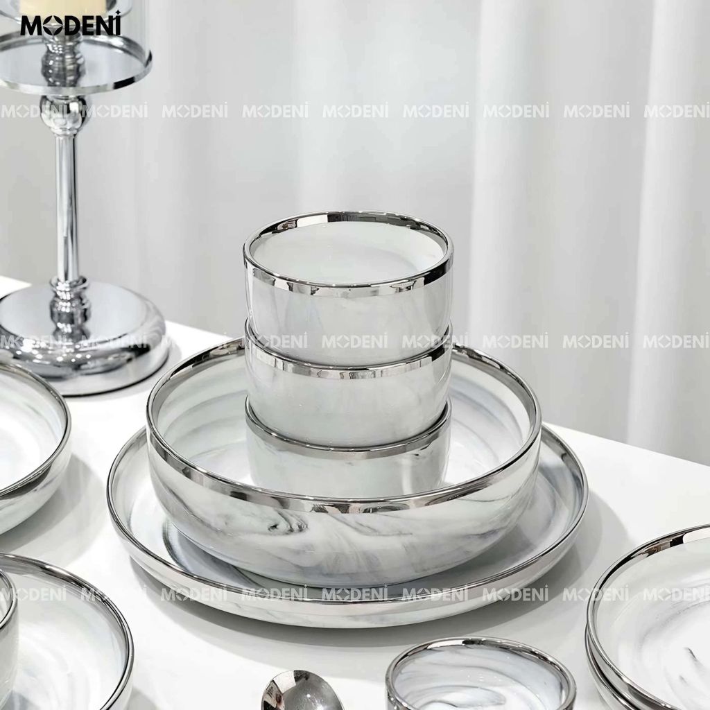 Bộ tô chén sứ Campalia cao cấp - Men vân khói tinh tế, decor & quà tặng tân gia sang trọng