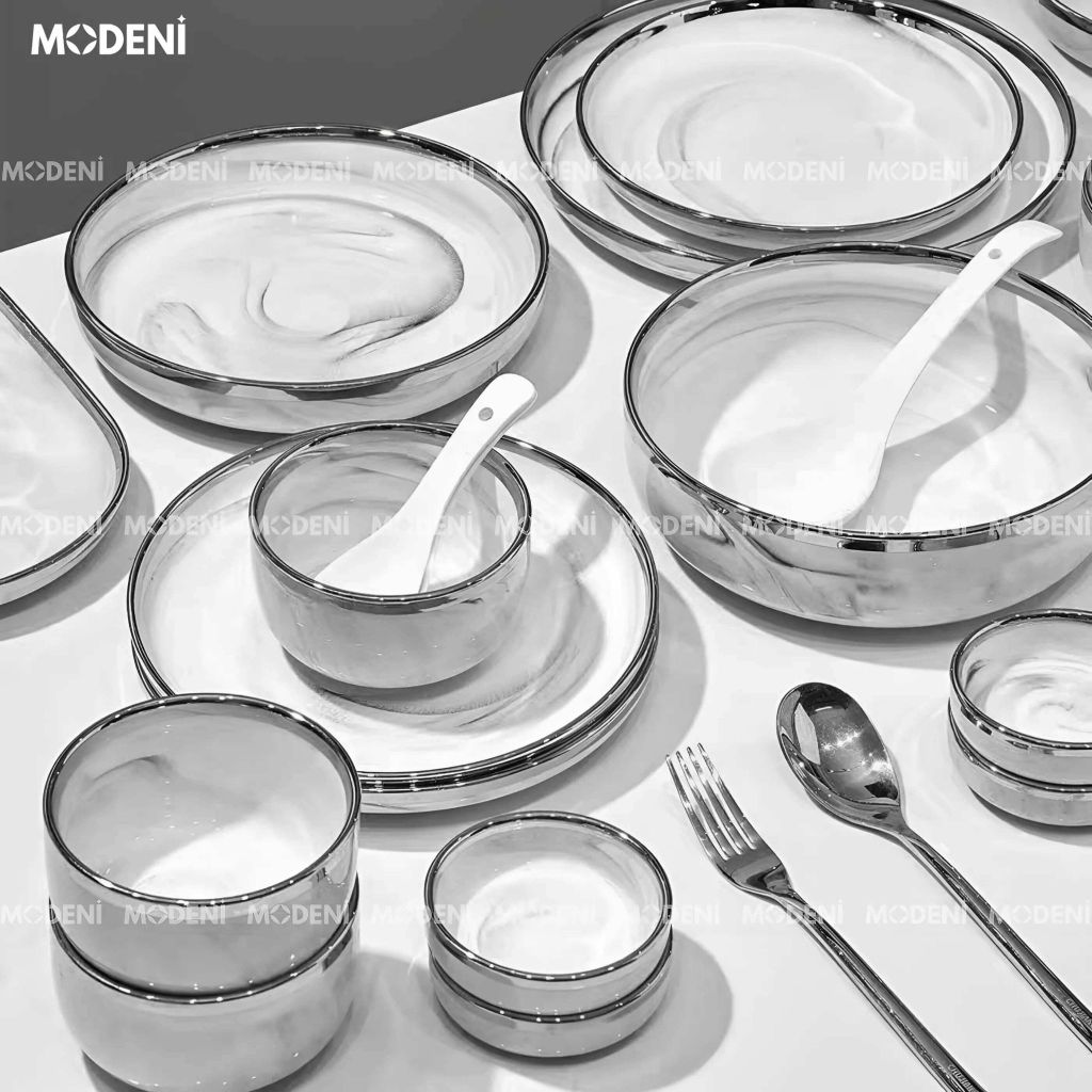 Bộ tô chén sứ Campalia cao cấp - Men vân khói tinh tế, decor & quà tặng tân gia sang trọng
