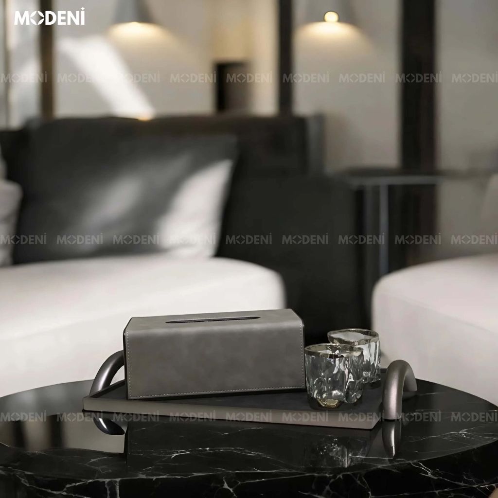 Hộp khăn giấy da Minna cao cấp - Thiết kế khối vuông phủ da sang trọng - Hoàn thiện tinh xảo chuẩn gu sống hiện đại