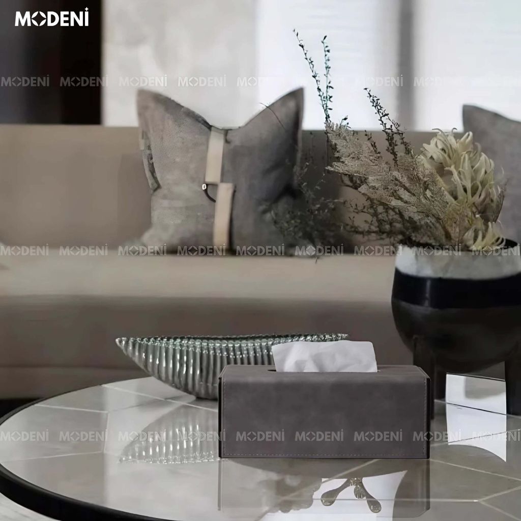 Hộp khăn giấy da Minna cao cấp - Thiết kế khối vuông phủ da sang trọng - Hoàn thiện tinh xảo chuẩn gu sống hiện đại