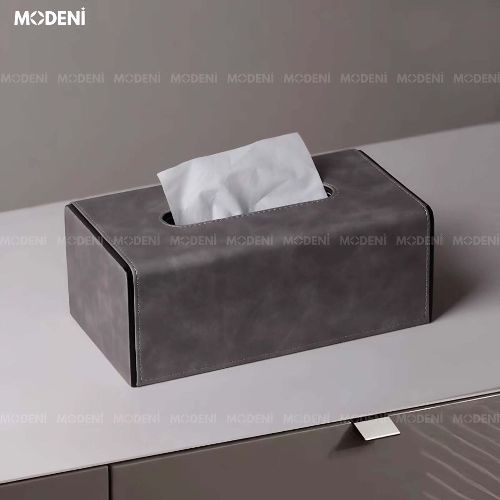 Hộp khăn giấy da Minna cao cấp - Thiết kế khối vuông phủ da sang trọng - Hoàn thiện tinh xảo chuẩn gu sống hiện đại