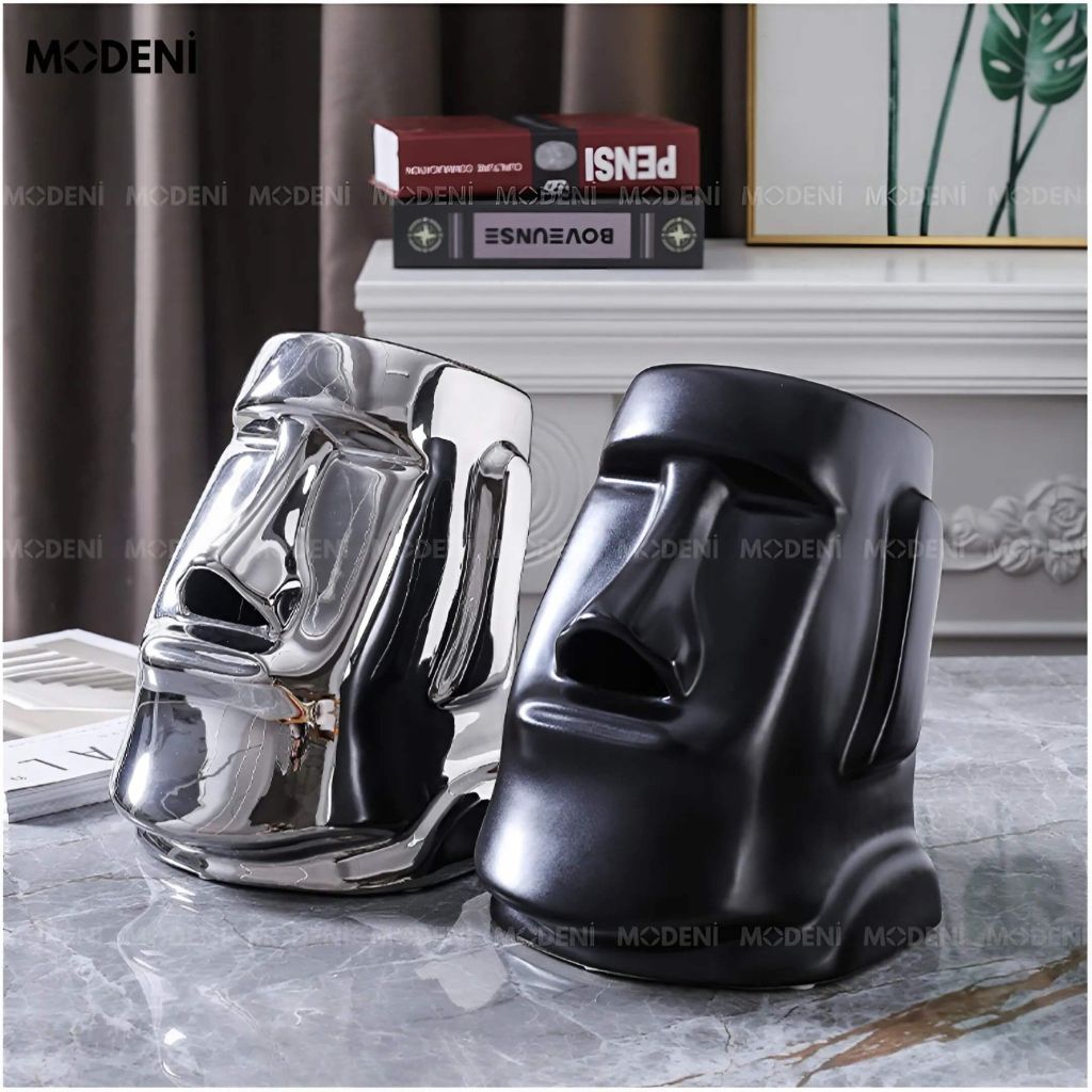 Hộp Khăn Giấy Moai Black Nhựa Resin Cao Cấp – Thiết Kế Nghệ Thuật Độc Đáo – Tượng Decor & Đựng Khăn 2 Trong 1