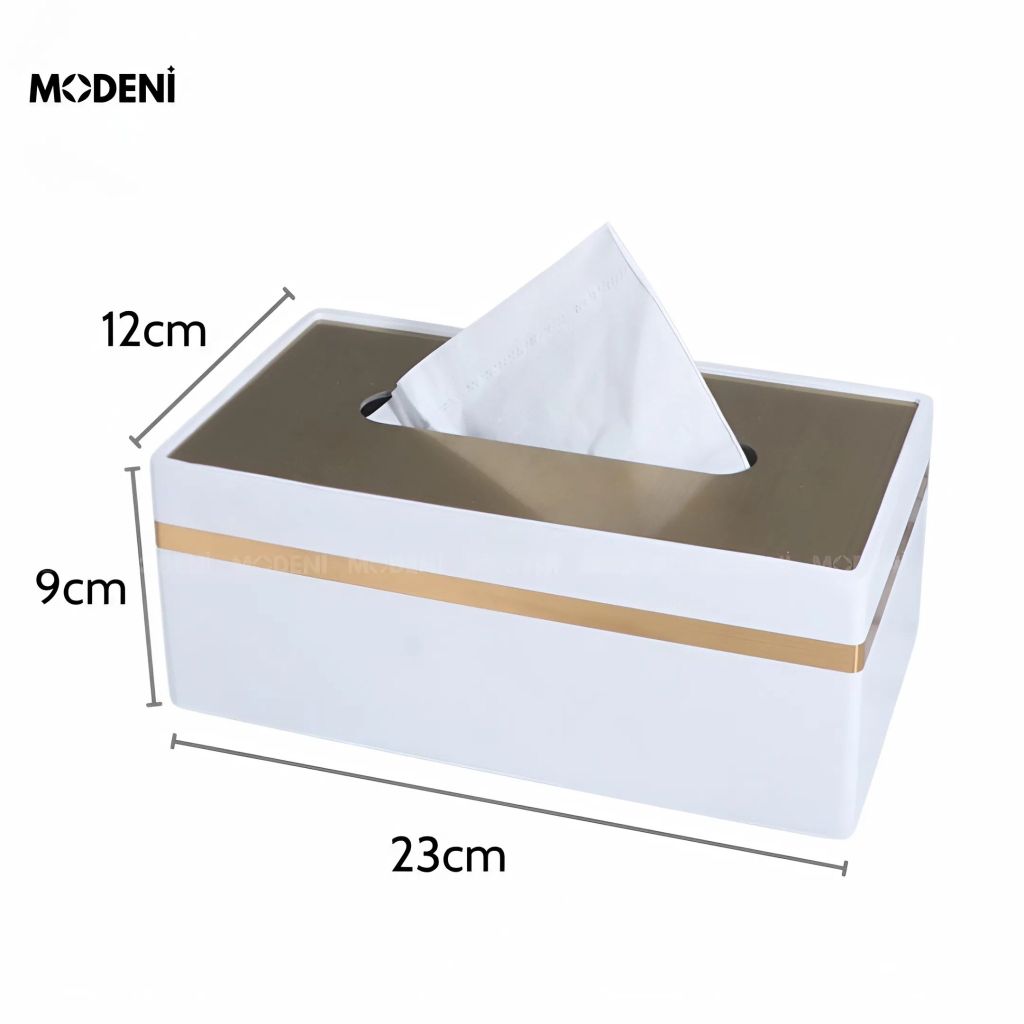 Hộp Khăn Giấy Misa White Hiện Đại Sang Trọng – Nắp Mạ Vàng Dễ Dùng – Phù Hợp Bàn Làm Việc, Bàn Console