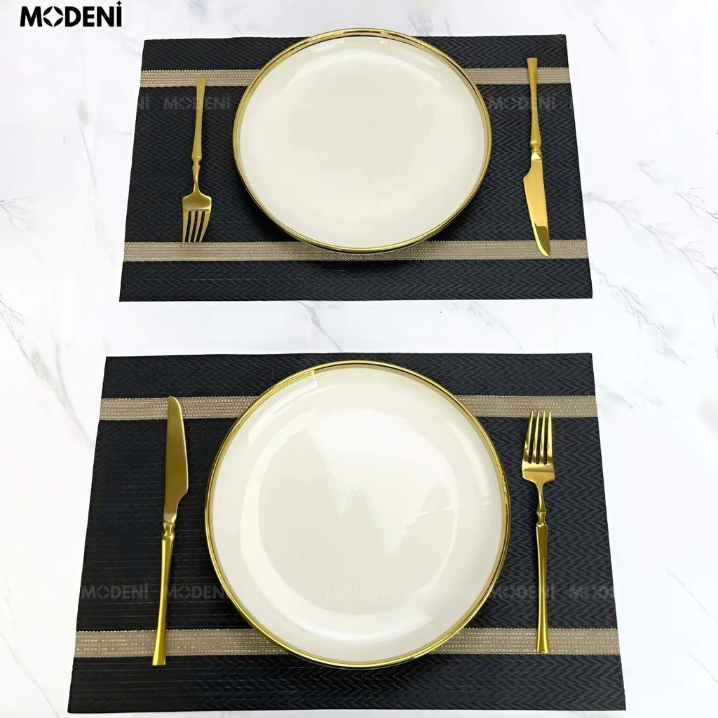 Tấm Lót Bàn Ăn Bollt Placemat PVC Màu Đen – Lót Bàn Chống Thấm Sang Trọng, Dễ Vệ Sinh, Họa Tiết Hiện Đại