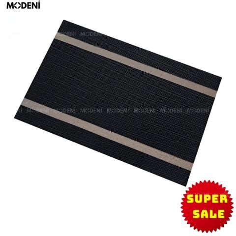 Tấm lót bàn ăn PVC màu đen Bollt với đường kẻ chỉ vàng sang trọng.