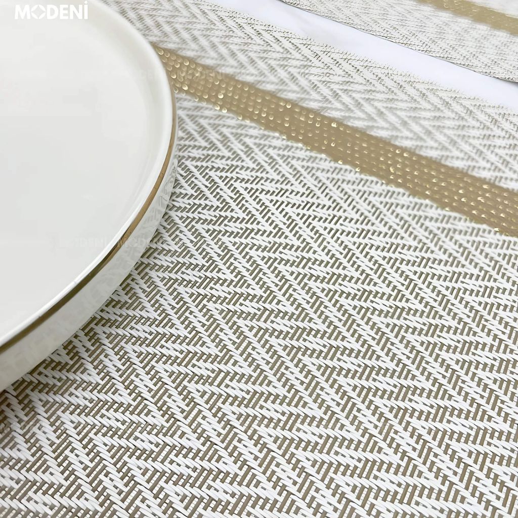 Tấm Lót Bàn Ăn Bollt Placemat PVC Màu Trắng – Lót Bàn Chống Thấm Sang Trọng, Dễ Vệ Sinh, Họa Tiết Hiện Đại