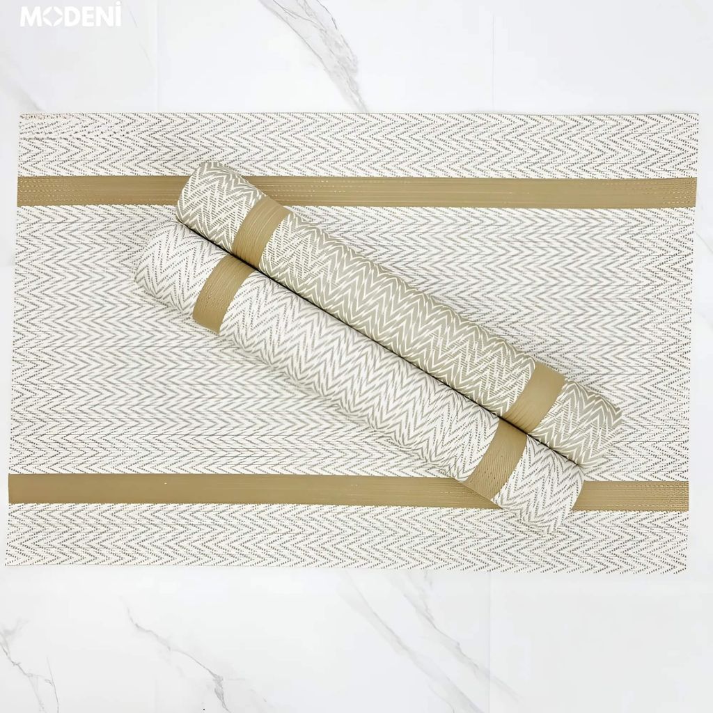 Tấm Lót Bàn Ăn Bollt Placemat PVC Màu Trắng – Lót Bàn Chống Thấm Sang Trọng, Dễ Vệ Sinh, Họa Tiết Hiện Đại