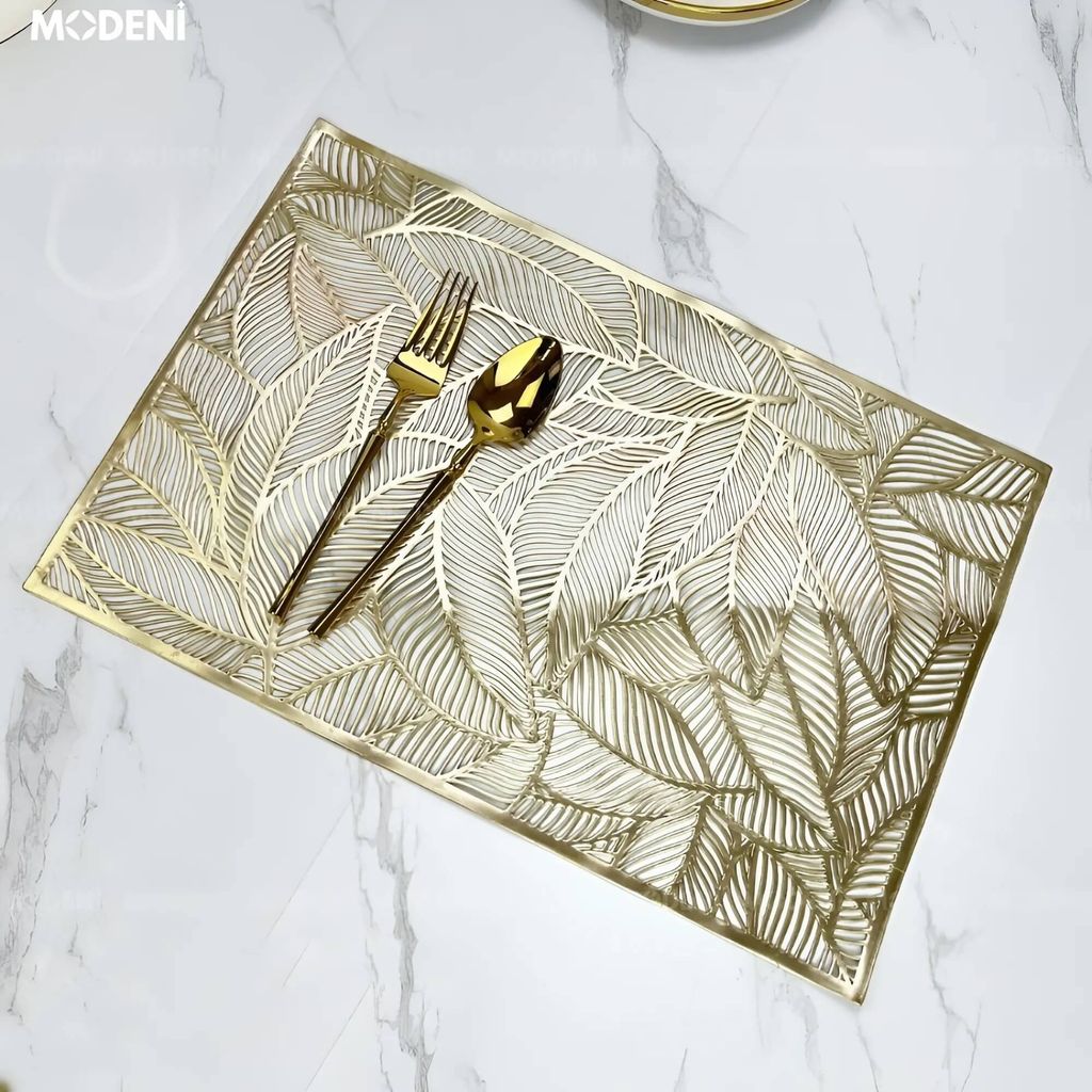 Tấm Lót Bàn Ăn Liv Placemat Cách Nhiệt Cao Cấp – Họa Tiết Lá Nghệ Thuật – Kích Thước 45x30cm – Phù Hợp Không Gian Bàn Ăn Sang Trọng Hiện Đại