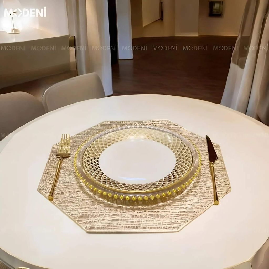 Tấm Lót Bàn Ăn Ota Placemat Hình Lục Giác – Miếng Lót Bàn PVC Cao Cấp Chống Thấm, Thiết Kế Đan Mạng Sang Trọng, Phù Hợp Decor Bàn Ăn Hiện Đại