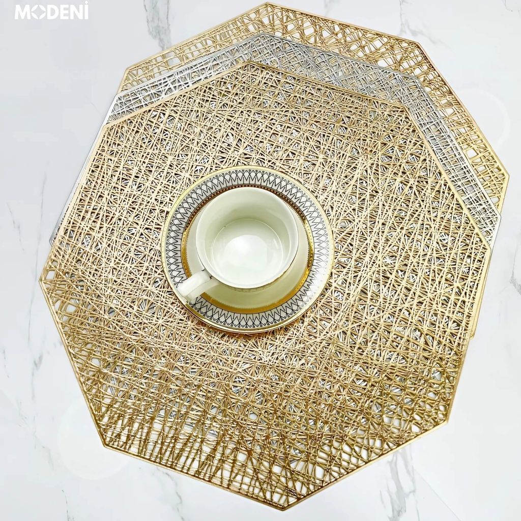 Tấm Lót Bàn Ăn Ota Placemat Hình Lục Giác – Miếng Lót Bàn PVC Cao Cấp Chống Thấm, Thiết Kế Đan Mạng Sang Trọng, Phù Hợp Decor Bàn Ăn Hiện Đại