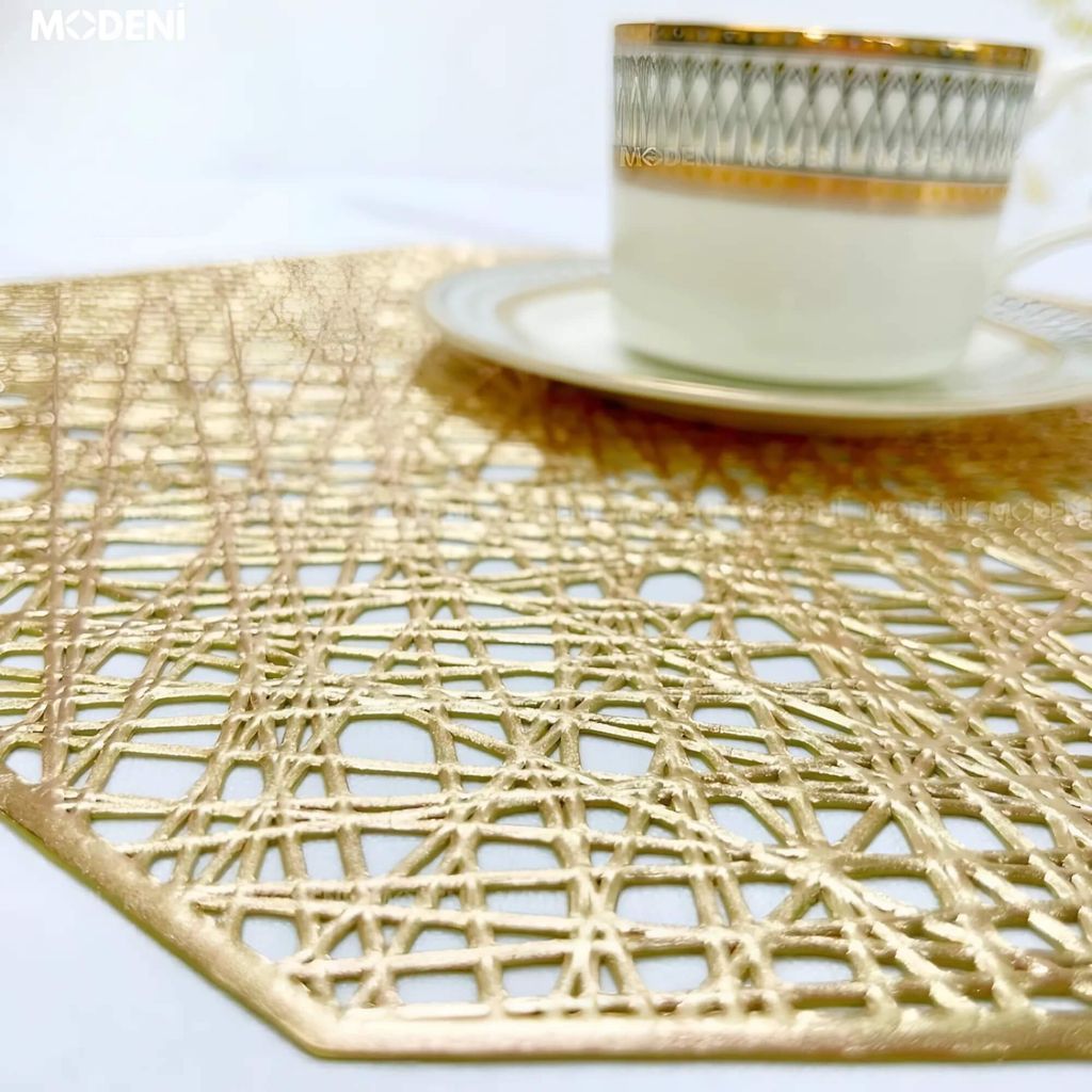 Tấm Lót Bàn Ăn Ota Placemat Hình Lục Giác – Miếng Lót Bàn PVC Cao Cấp Chống Thấm, Thiết Kế Đan Mạng Sang Trọng, Phù Hợp Decor Bàn Ăn Hiện Đại