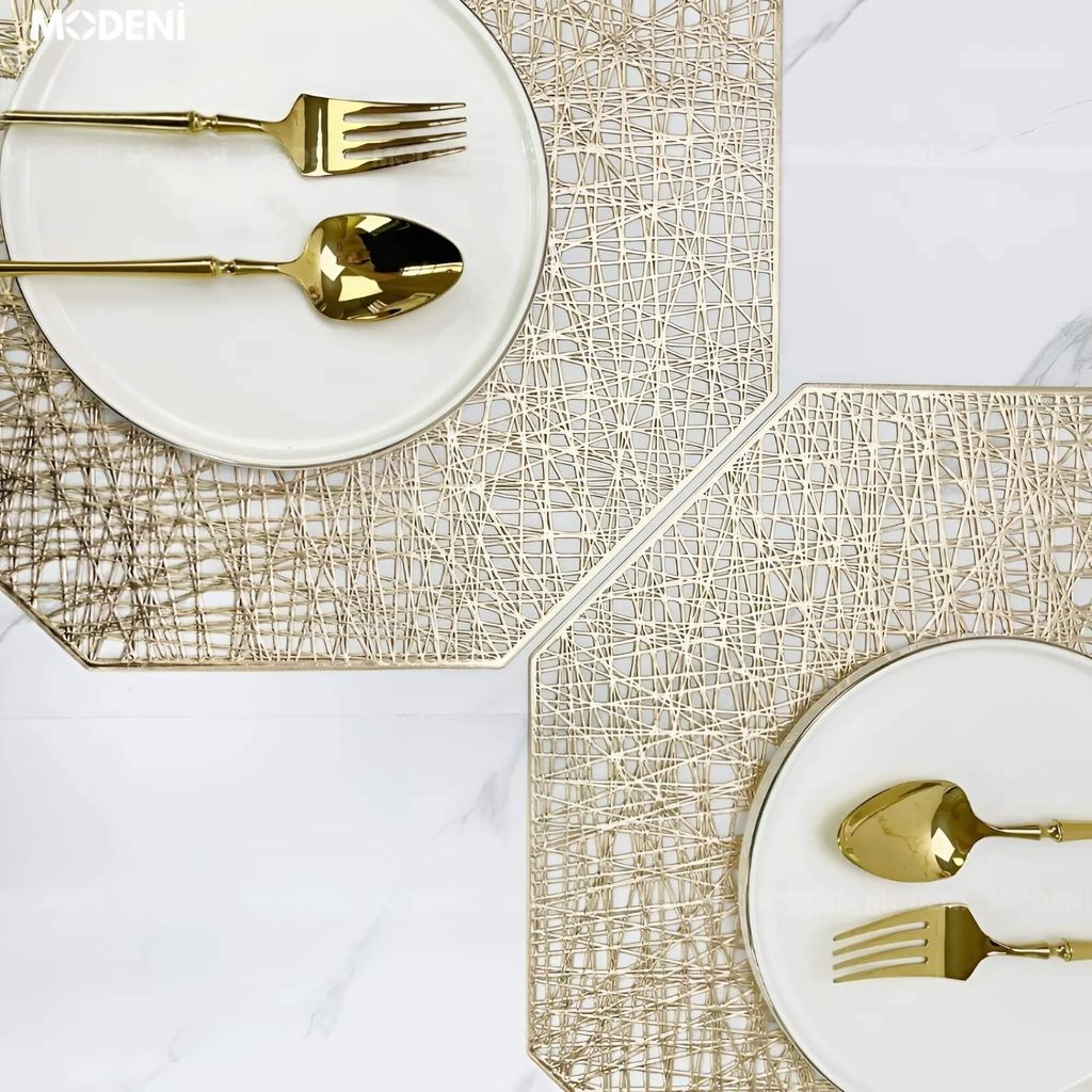Tấm Lót Bàn Ăn Ota Placemat Hình Lục Giác – Miếng Lót Bàn PVC Cao Cấp Chống Thấm, Thiết Kế Đan Mạng Sang Trọng, Phù Hợp Decor Bàn Ăn Hiện Đại