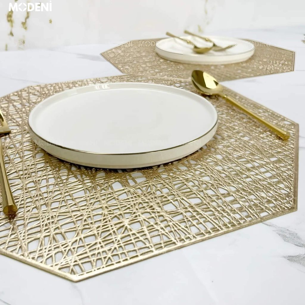 Tấm Lót Bàn Ăn Ota Placemat Hình Lục Giác – Miếng Lót Bàn PVC Cao Cấp Chống Thấm, Thiết Kế Đan Mạng Sang Trọng, Phù Hợp Decor Bàn Ăn Hiện Đại