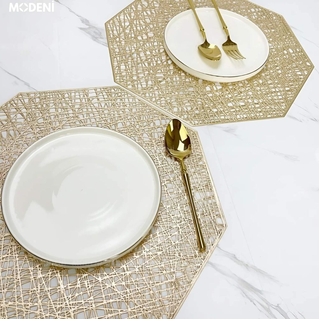 Tấm Lót Bàn Ăn Ota Placemat Hình Lục Giác – Miếng Lót Bàn PVC Cao Cấp Chống Thấm, Thiết Kế Đan Mạng Sang Trọng, Phù Hợp Decor Bàn Ăn Hiện Đại
