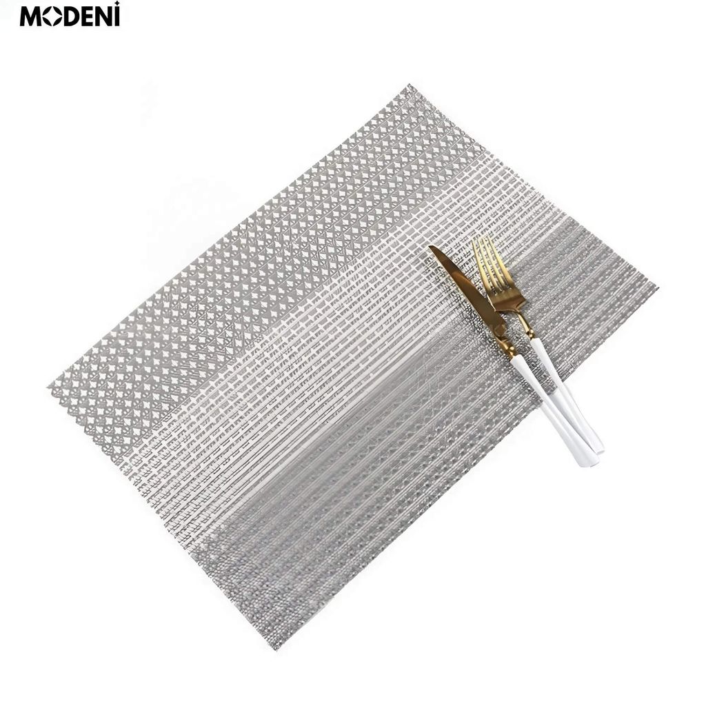 Placemat Lót Bàn Ăn Veronica Màu Xám – Tấm Lót PVC Cao Cấp, Chống Nóng, Dễ Vệ Sinh, Phù Hợp Bàn Ăn Hiện Đại