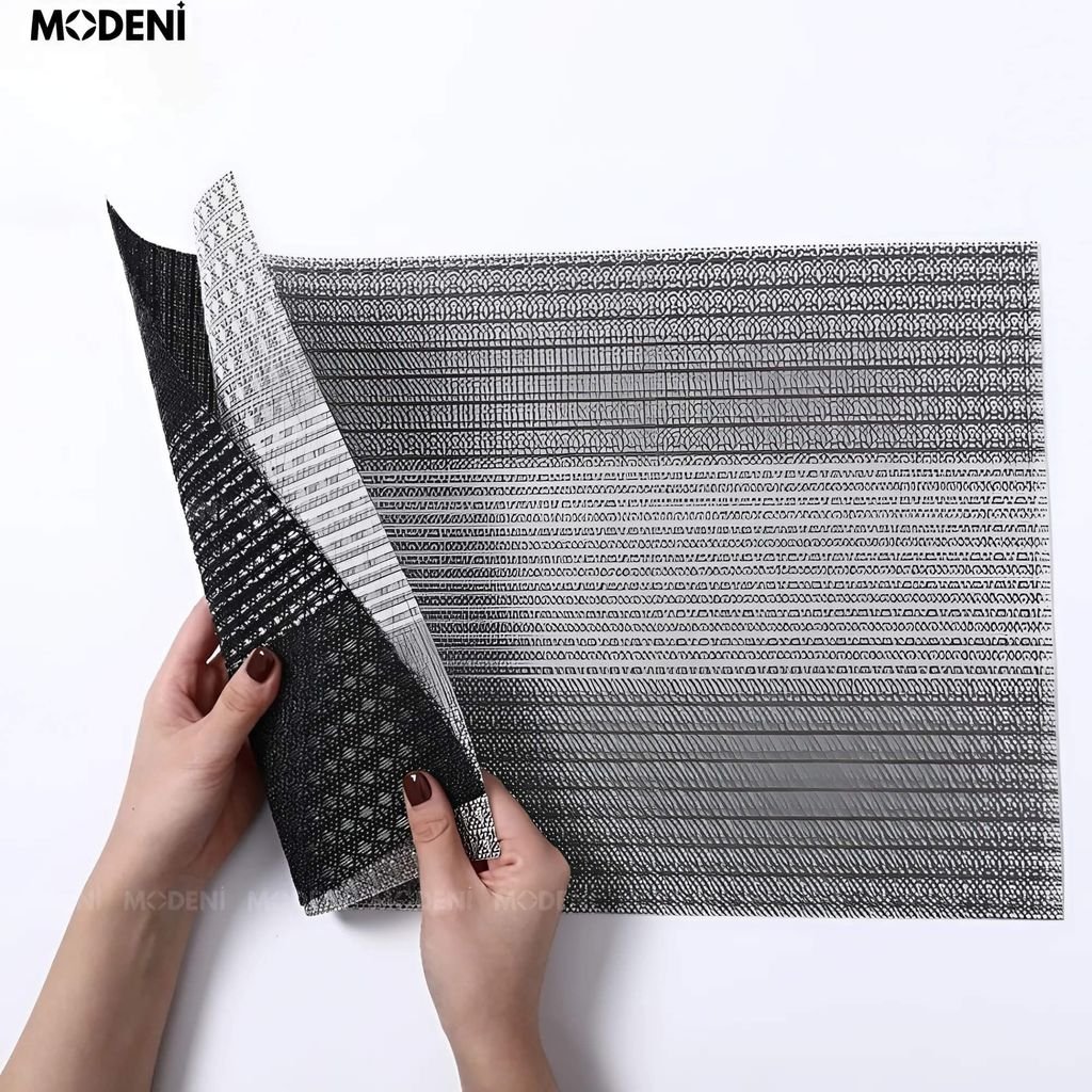 Placemat Lót Bàn Ăn Veronica Màu Xám – Tấm Lót PVC Cao Cấp, Chống Nóng, Dễ Vệ Sinh, Phù Hợp Bàn Ăn Hiện Đại