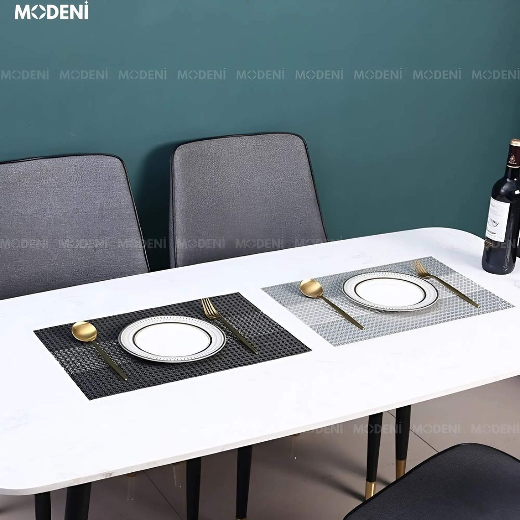 Placemat Lót Bàn Ăn Veronica Màu Xám – Tấm Lót PVC Cao Cấp, Chống Nóng, Dễ Vệ Sinh, Phù Hợp Bàn Ăn Hiện Đại