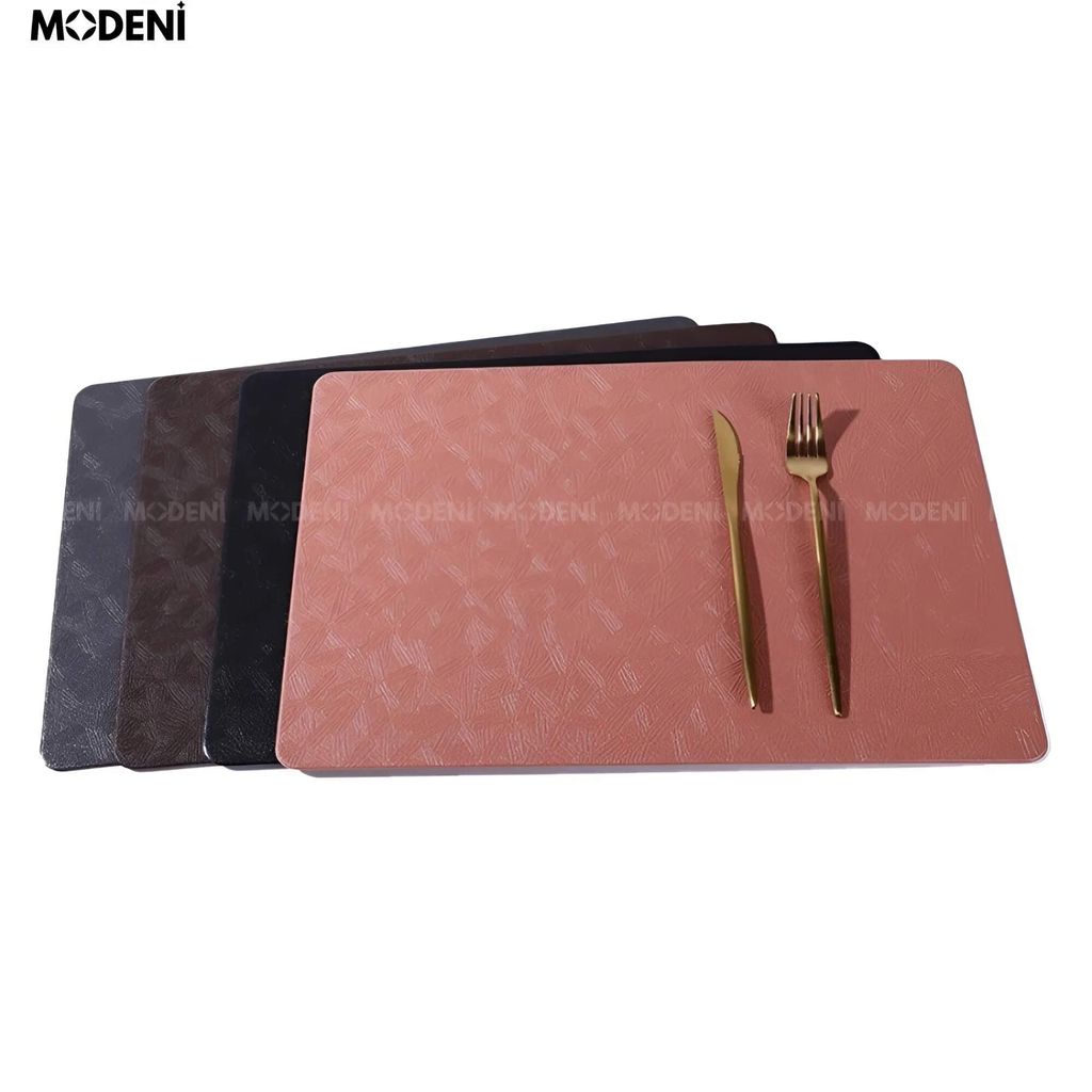 Placemat Lót Bàn Ăn Màu Đen Leather – Chất Liệu Giả Da Sang Trọng, Chống Nước, Dễ Vệ Sinh – Phù Hợp Bàn Ăn Hiện Đại