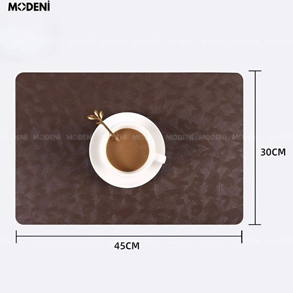 Placemat Lót Bàn Ăn Màu Đen Leather – Chất Liệu Giả Da Sang Trọng, Chống Nước, Dễ Vệ Sinh – Phù Hợp Bàn Ăn Hiện Đại
