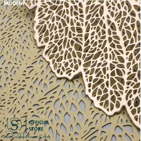 Tấm lót bàn ăn Leafy hình lá cây ánh vàng – thiết kế tinh xảo, tạo điểm nhấn nghệ thuật