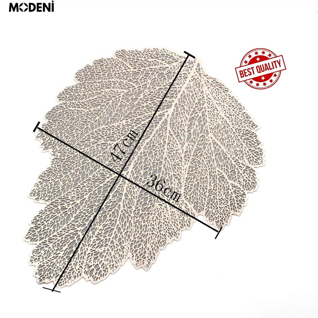 Tấm Lót Bàn Ăn Leafy Placemat Họa Tiết Lá Cây Vàng Ánh Kim – Trang Trí Sang Trọng, Chất Liệu PVC Cao Cấp, Kích Thước 47x36cm