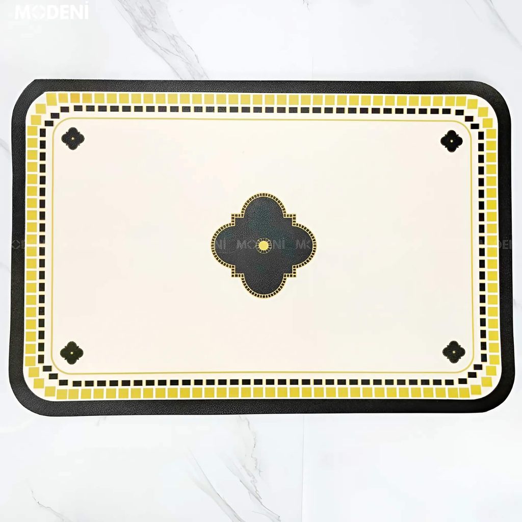 Placemat Lót Bàn Ăn Clubs – Họa Tiết Hoa Cách Điệu Độc Đáo, Viền Vàng Caro Sang Trọng, Chất Liệu Nhựa Cao Cấp, Phù Hợp Bàn Ăn Hiện Đại – Nhà Hàng